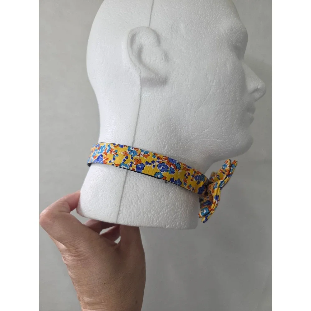Saddlebred Bow Tie Men One Size Yellow Floral Silk Pre-Tied Adjustable 4.5